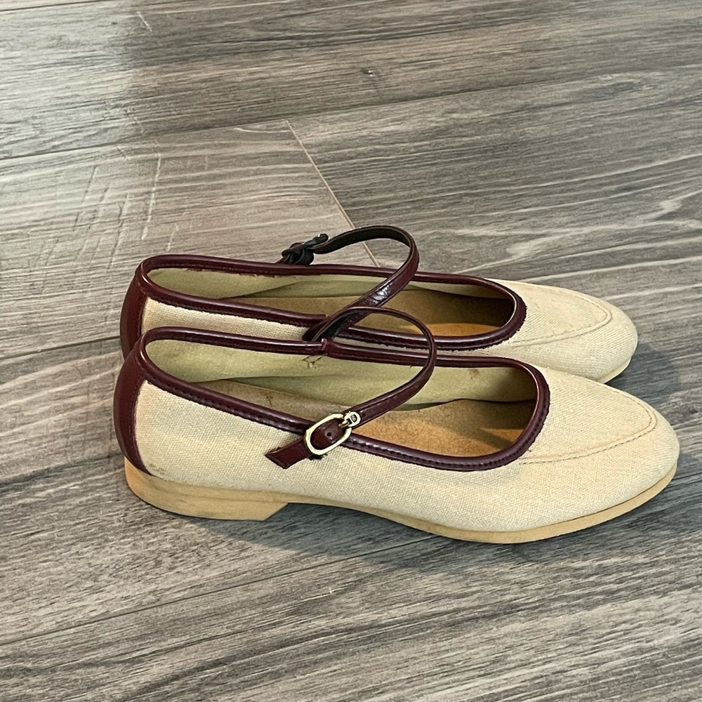 Vintage Linen x Leather Mary Jane loafer